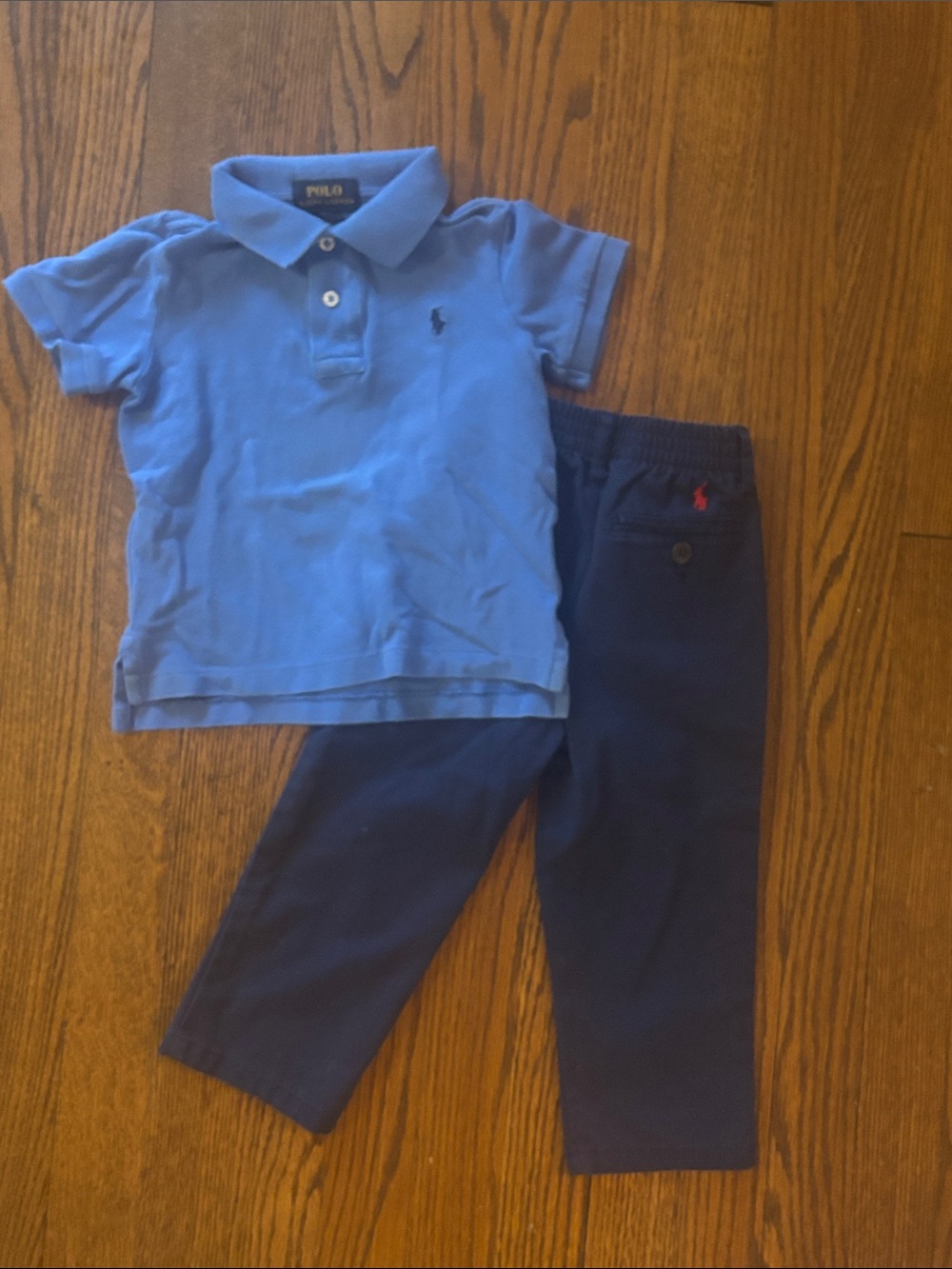 Polo by Ralph Lauren Light Blue Short Sleeve (2T) with Polo Navy Pants (24M)